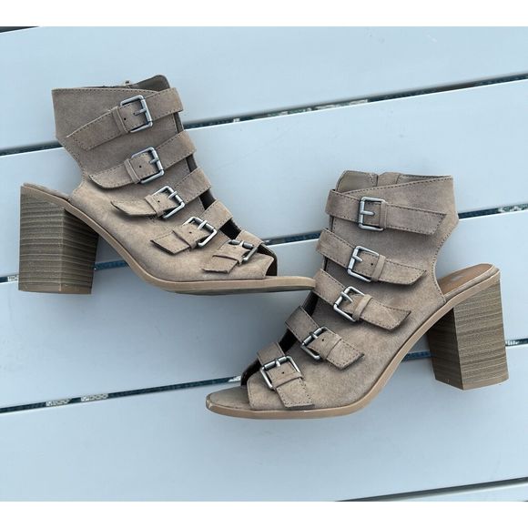 Dolce Vita Open Toe Ankle Buckle Strap Block Heel Sandal - Size 9 - Brown - Picture 1 of 8